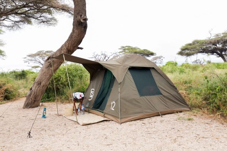 Tents pitched at a remote camp in northern Tanzania